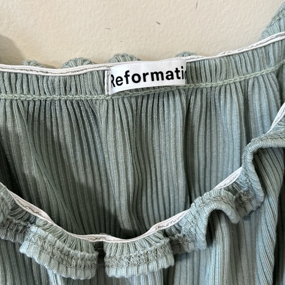 Reformation Irene Celadon Ruched Cropped Tank Top Size Medium - Picture 5 of 7
